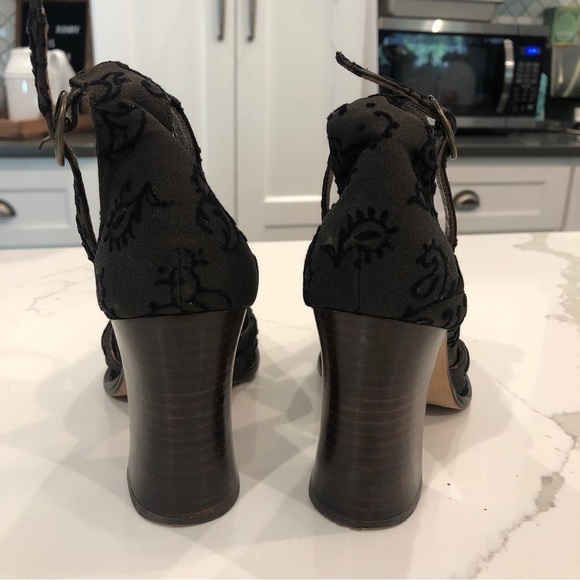 Vintage David Aaron Womens Black Mary Jane Ankle Strap Block Heels Sz 7 Spain - Picture 6 of 14